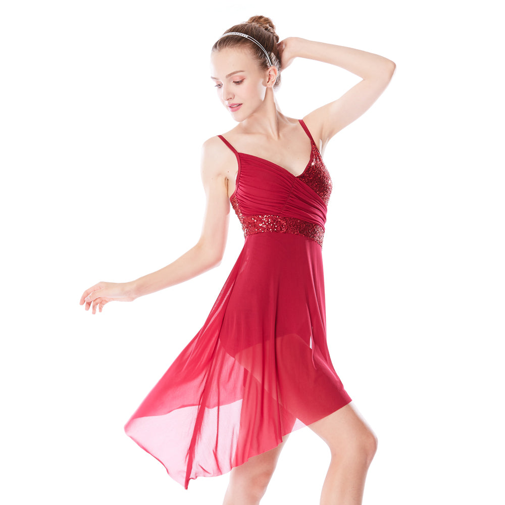 Contemporary Flowy Dance Tops 2022 New Sequin Lyrical Dance Dress V-neck High-Low Asymmetric Contemporary Contemporary Flowy Dance Tops 2022 New Sequin Lyrical Dance Dress V-neck High-Low Asymmetric Contemporary
