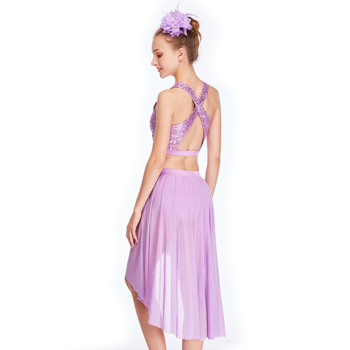 Purple Sequin Lyrical dance 2 Piece Outfit