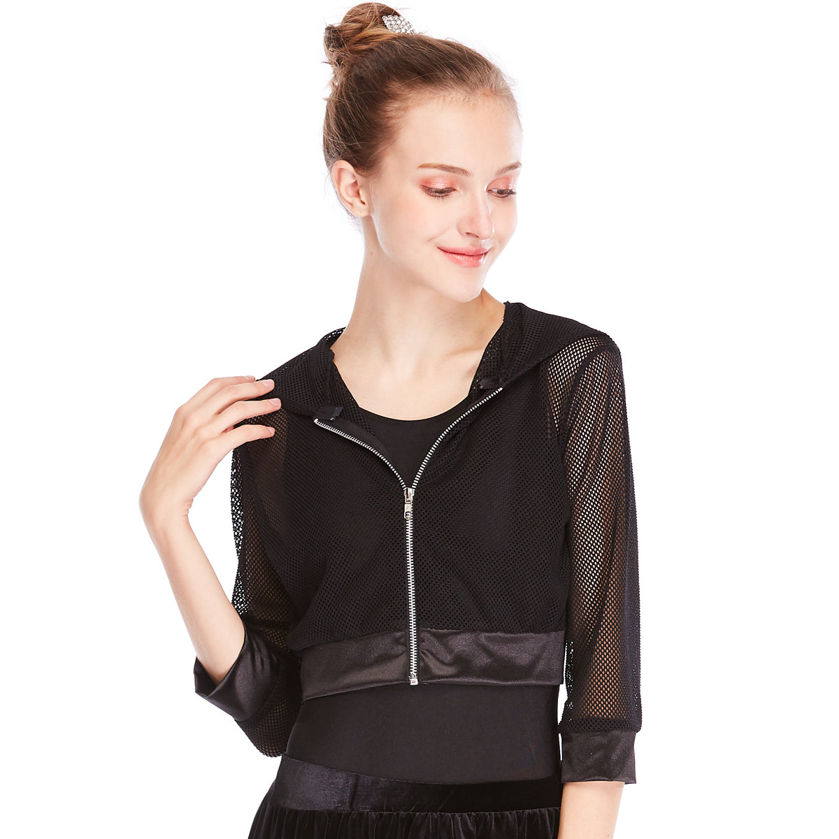 Fishnet Hip Hop Crop Coat Top