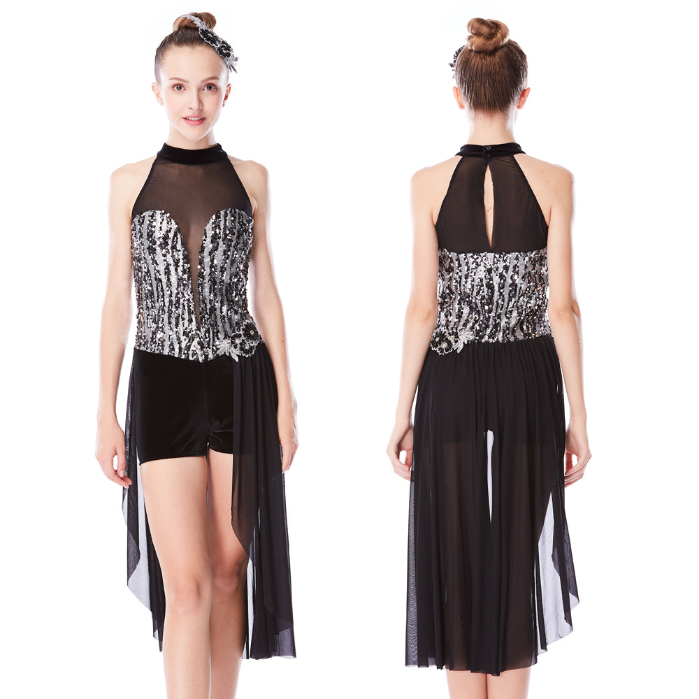 Silver Sequin High-Low Lyrical Dress