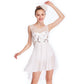 White With Gold Sequin Lyrical Dress