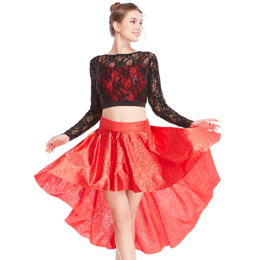 Lace Sequined Long-Sleeves Dance Dress Outfits
