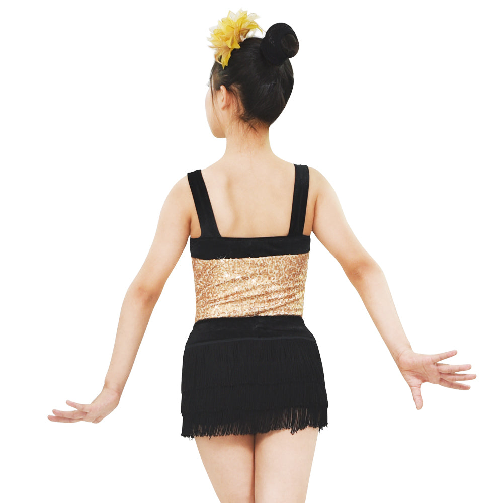 Gold Sequin Tassel Jazz 2 Pcs Outfits