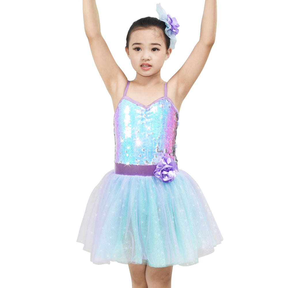 mermaid dance dress MiDee Mermaid glitter Gradient Sequin Tulle Dance Dress For Girl Kid Blue  to Purple Modern Ballet Tutu Dresses Contempetition Lyrical Dance Costume  Competition Performance Children – MiDee Dance Costume