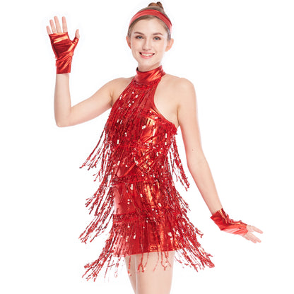 Shiny Sequins-Fringed Tap Costume