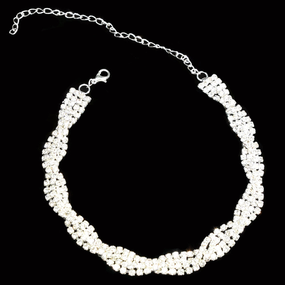 Double Rows Rhinestone Choker & Headband Set