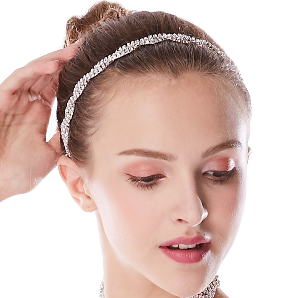 Rhinestone Chain Spiral Headband