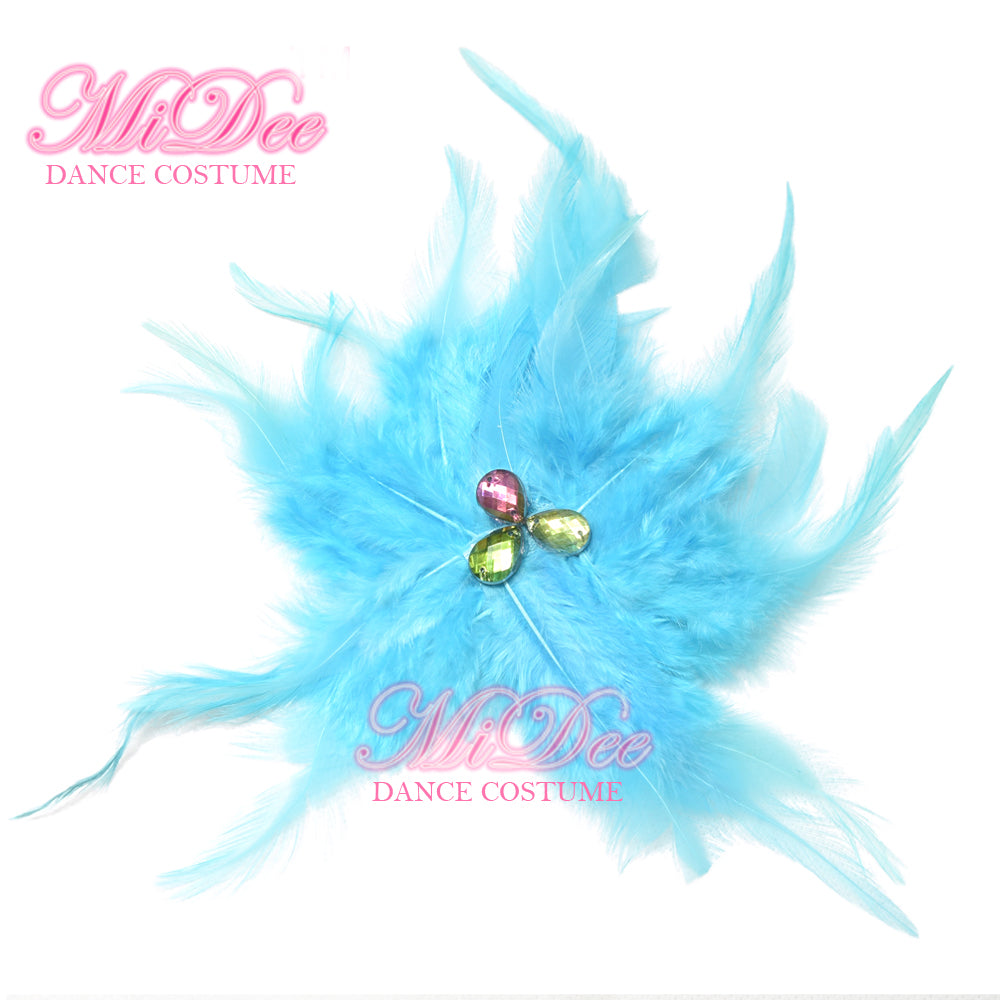 Round Feather Flower Hair Clip Headpieces