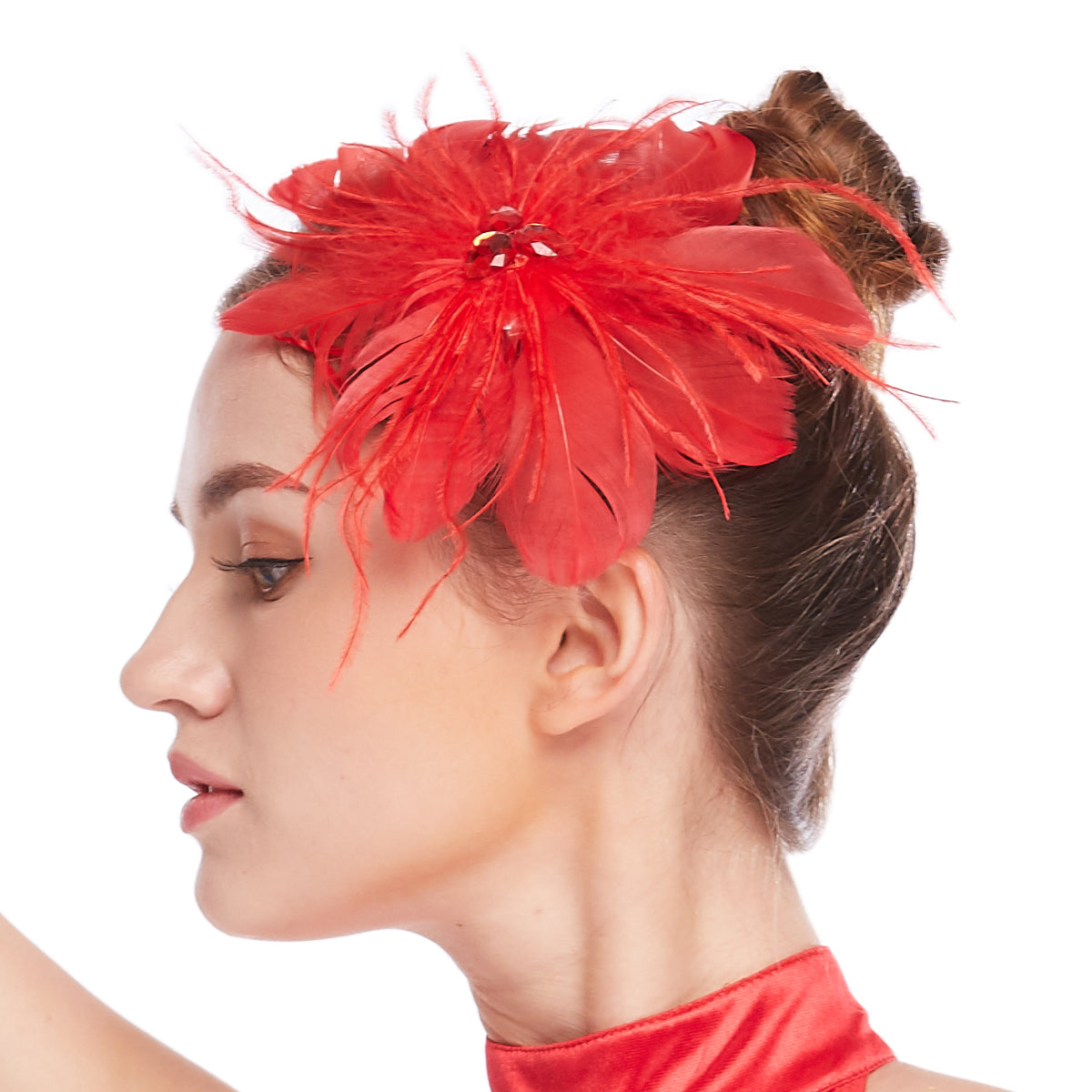 Feather Flower Hair Clip