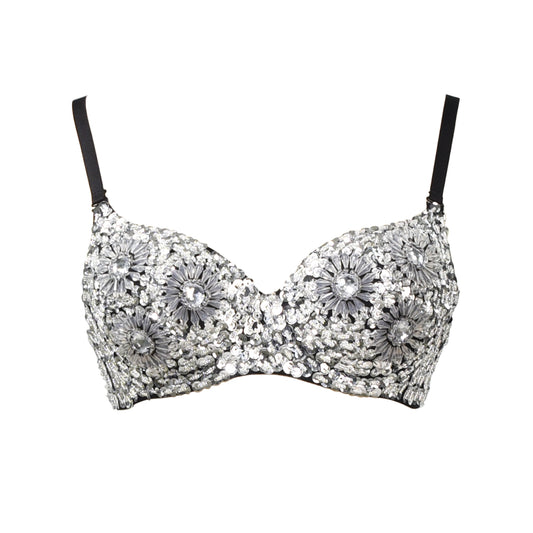 Sun Flower Rhinestone Hip-Hop Dance Bras