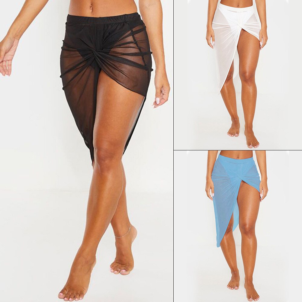 Seaside Holiday Beach Skirt Split Transparent Sunscreen Skirt