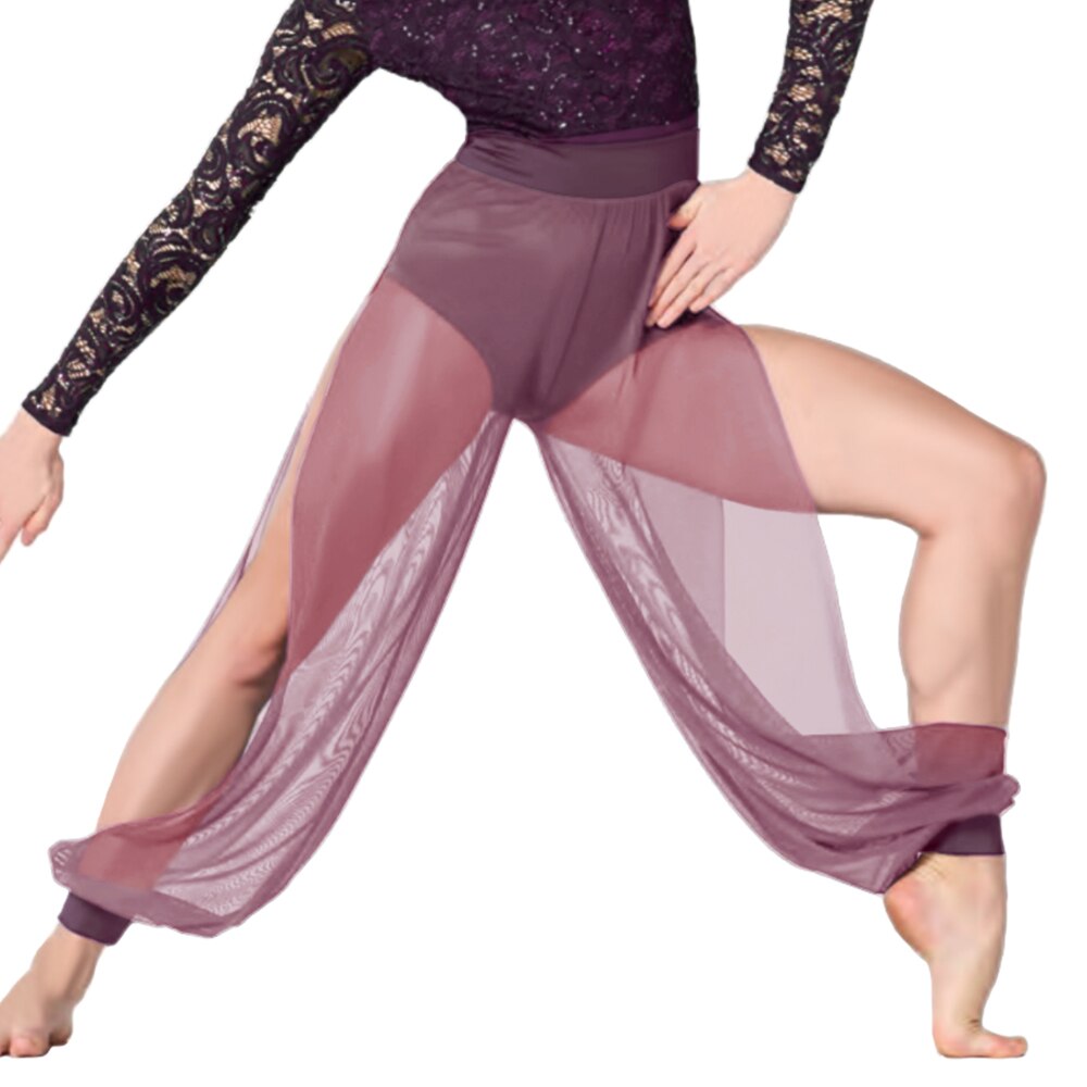 Side Split Dance Sport Pants High Waist Puff Legs
