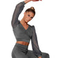 Backless V neck Top Puff Long Sleeves
