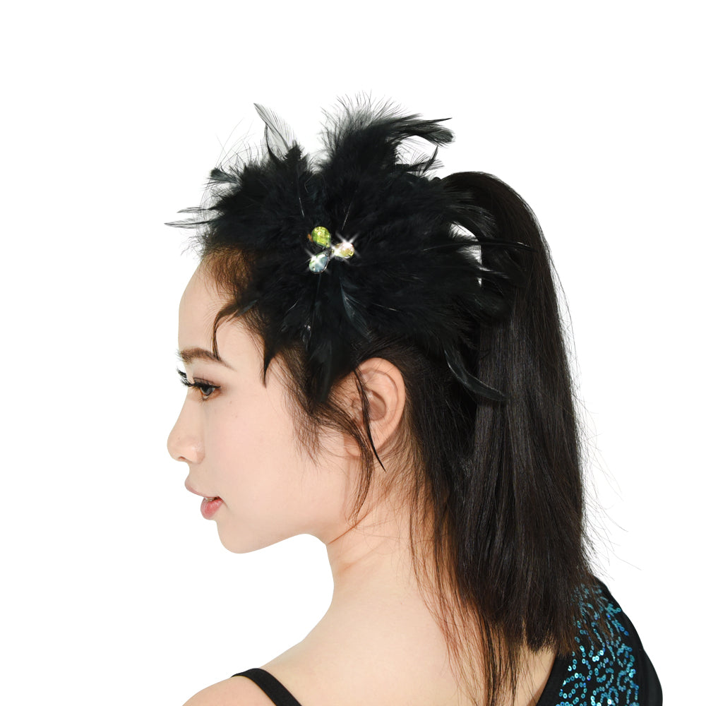 Round Feather Flower Hair Clip Headpieces