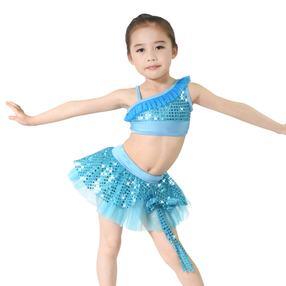 Girls Lovely Sequins Dance  2 Pcs Outfits