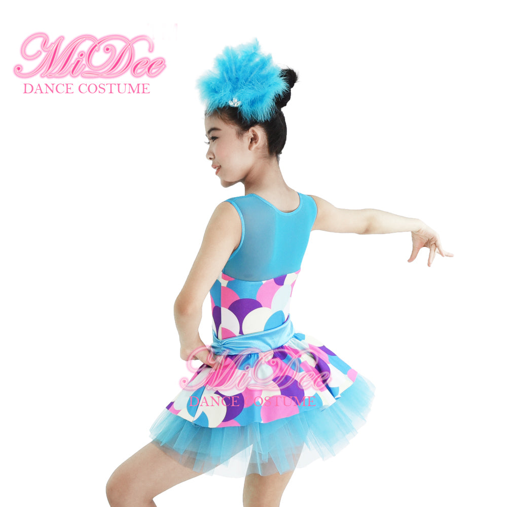 Colorful Contrast Blue Dance Dress
