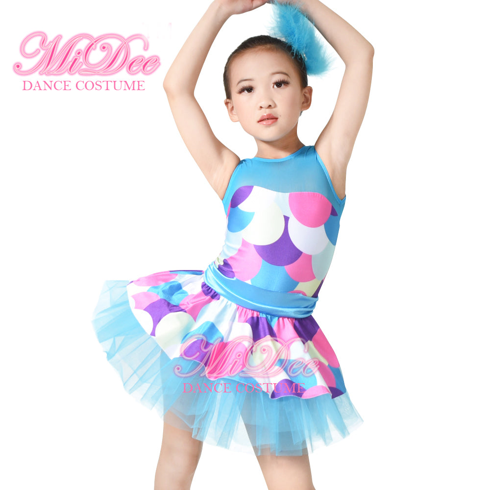 Colorful Contrast Blue Dance Dress