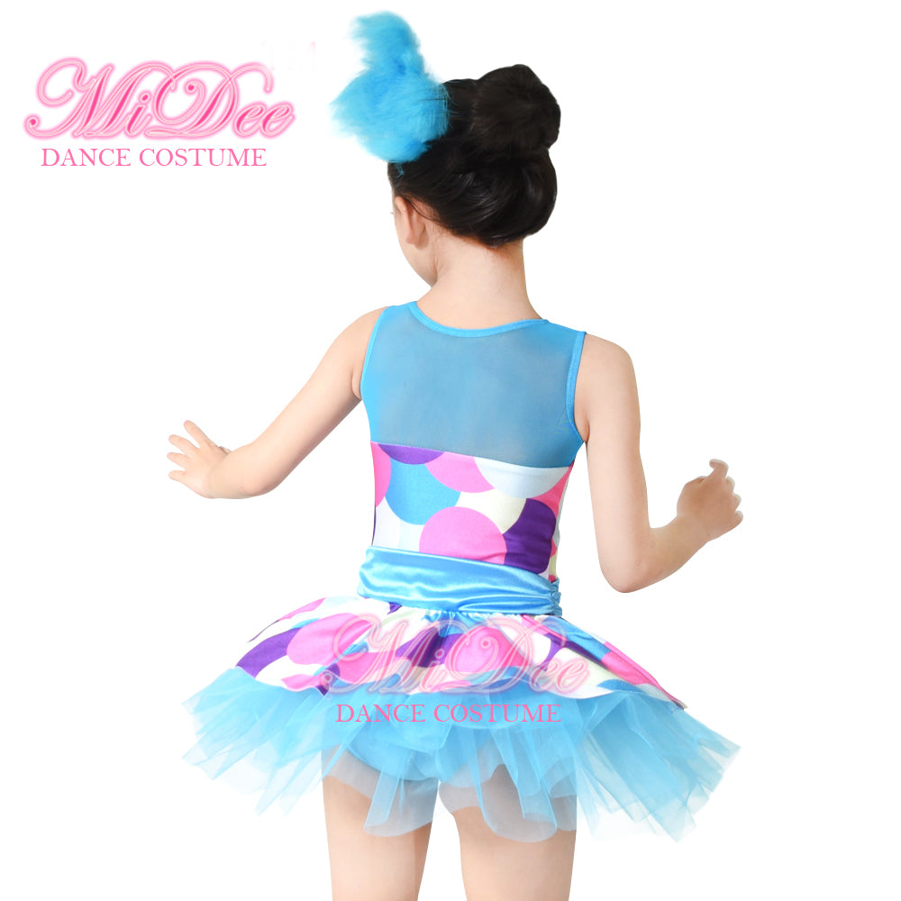 Colorful Contrast Blue Dance Dress