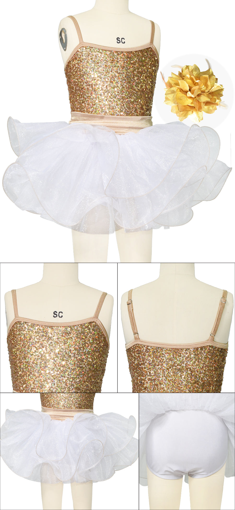 Gold Sequin Dance Tutu Dress