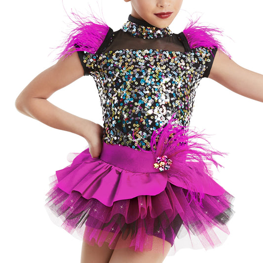 Gorgeous sequin feather performance Dress