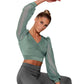Backless V neck Top Puff Long Sleeves