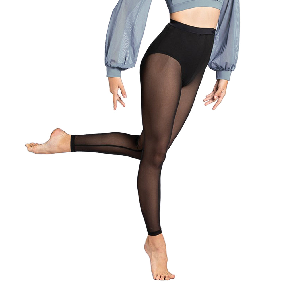 Mesh Leggings For Girl Women Nine Point Dance Trousers Modern
